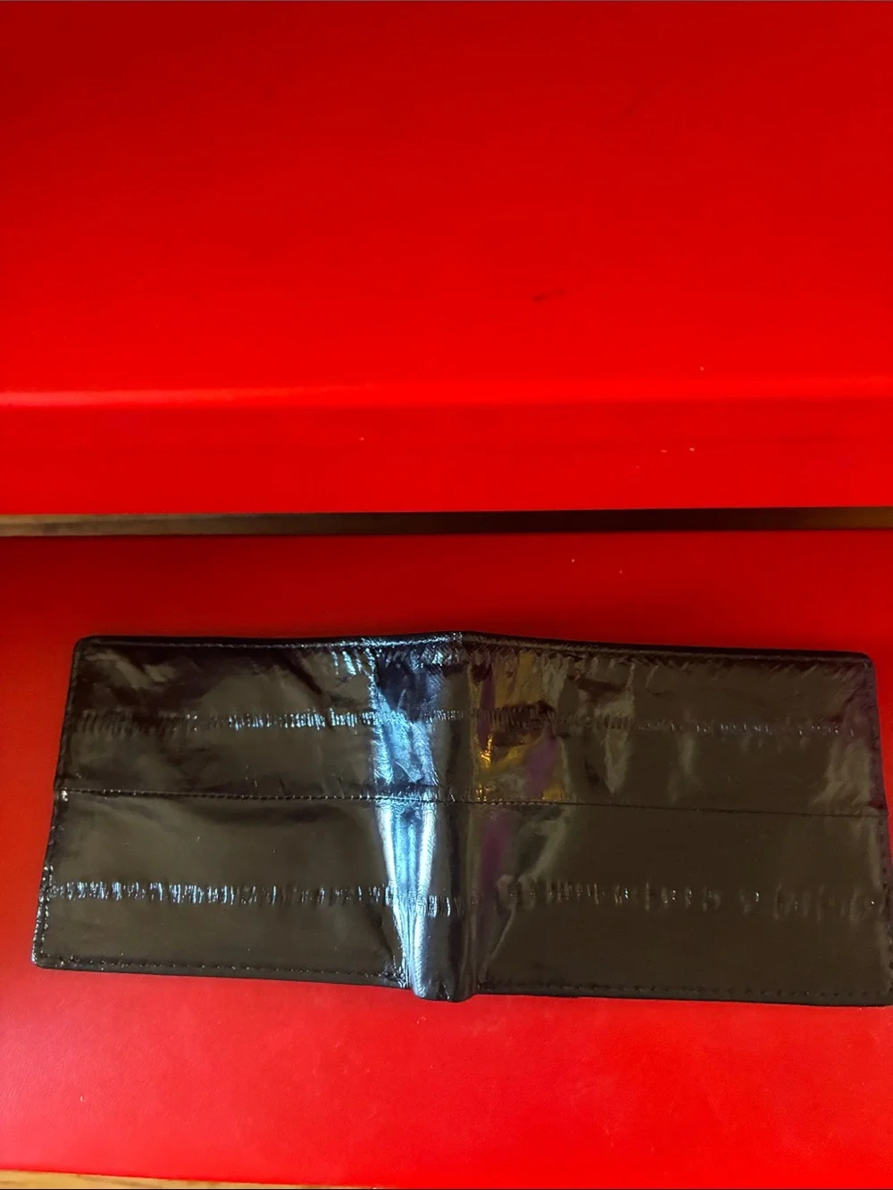 Black Leather Eel Skin Bifold Wallet - Classic Men’s Accessory NWOT